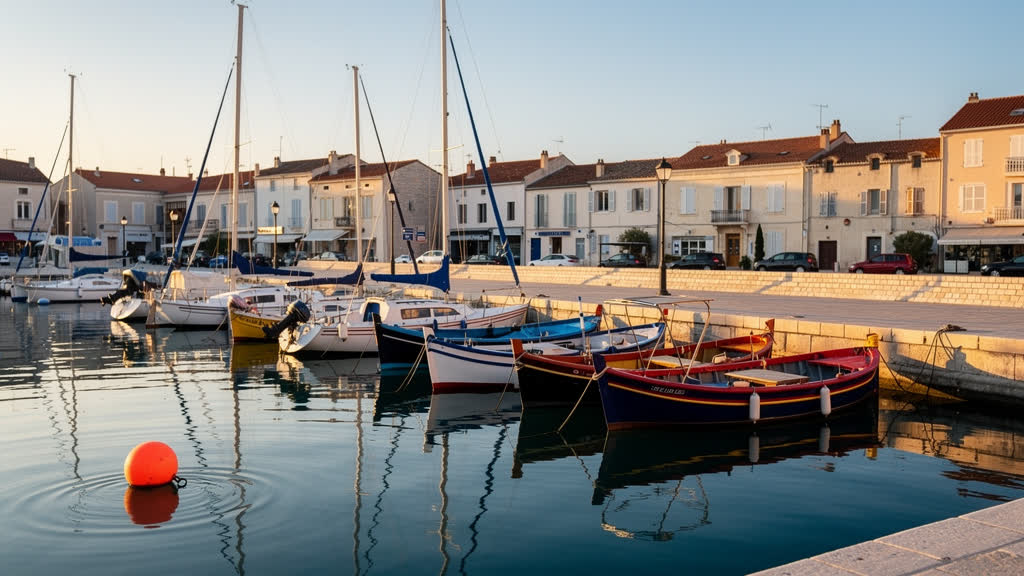 Bateaux amarrés dans un port au petit matin